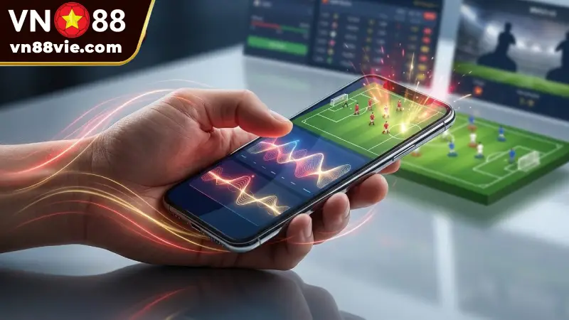 Biểu đồ sóng 'rung' song song với trận đấu bóng đá, được phân tích bằng công nghệ 3D trên Saba Sports VN88