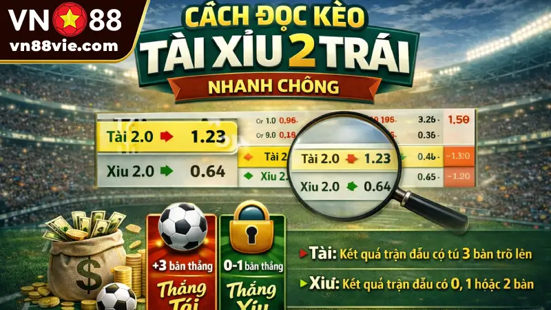 Cách đọc kèo tài xỉu 2 trái nhanh chóng