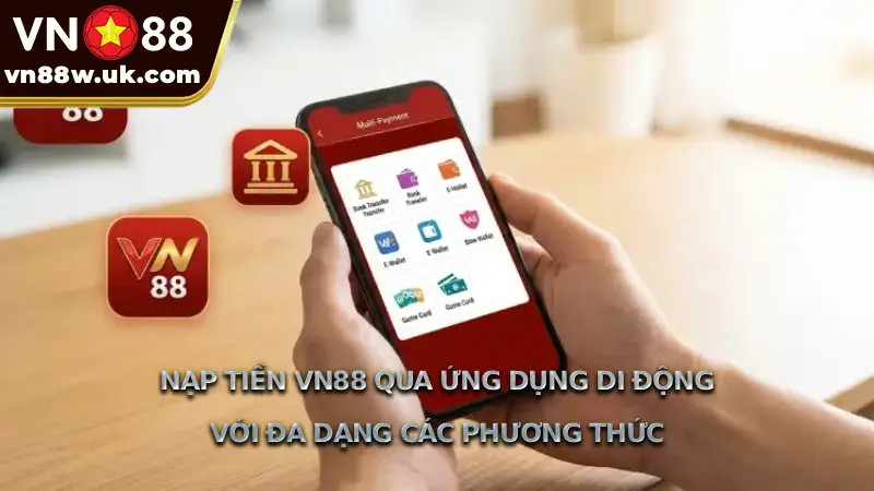 Nạp tiền VN88 qua ứng dụng di động với đa dạng các phương thức